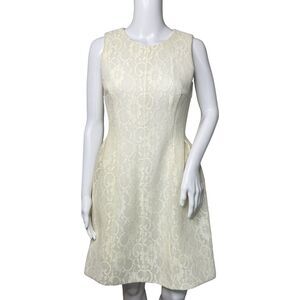 Calvin Klein Dress Women‎ 4 Ivory Scuba Material Lace Overlay Feminine Preppy